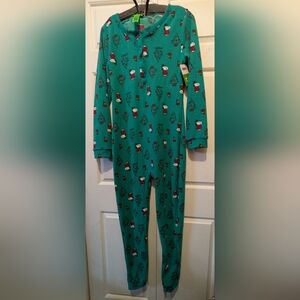 Peanuts Snoopy Puffy Jacket Green Christmas Tree One Piece Pajamas XL New!